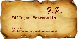Fürjes Petronella névjegykártya